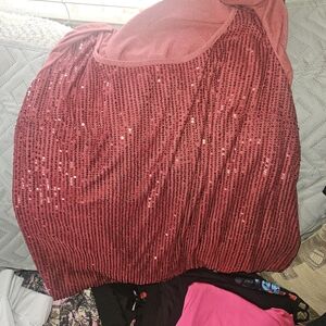 Red Sequin Sleeveless Top